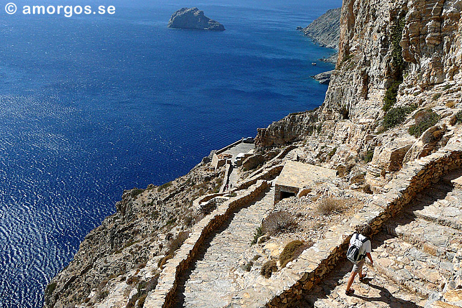 The stairs to Panagia Hozoviotissa on Amorgos in Greece.