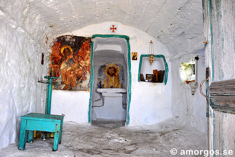 Old frescoes at Profitis Ilias on Amorgos  in Greece.